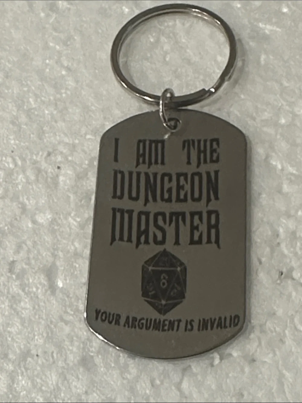I Am The Dungeon Master Silver Keychain